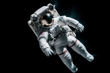 Fototapeta na wymiar astronaut floating in outer space, isolated on white background. Generative AI