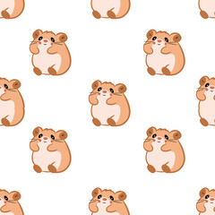 Pattern with cute brown hamster