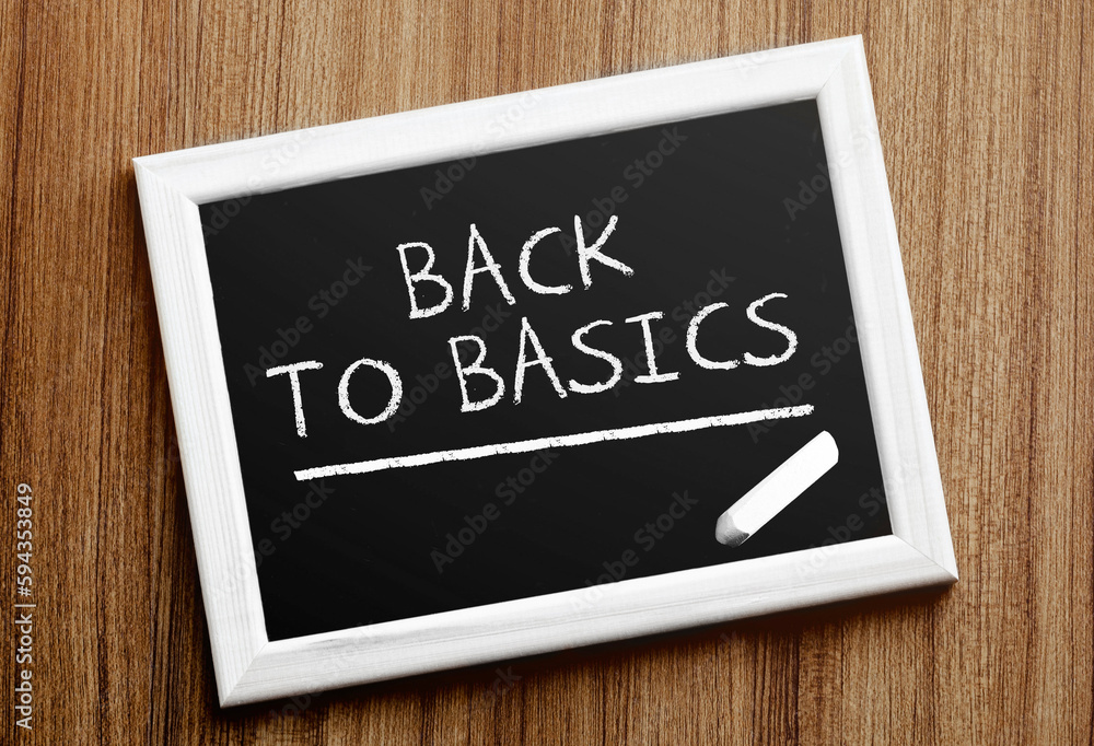 Poster сhalkboard with text back to basics
