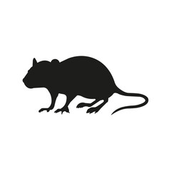 Rat icon. Black silhouette. Vector. Flat design.	