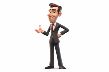 Businessman cartoon on white background. 3d illustration. generative ai