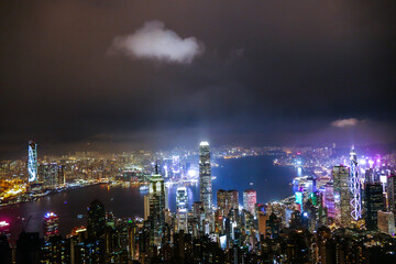 Fototapeta na wymiar Hong Kong skyline at night view from Victoria Peak