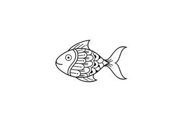 Fish logo with ornament combination in zentangle design style
