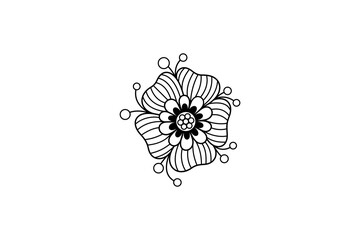 Hibiscus flower logo in zentangle design style