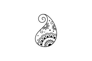 Water drop logo with floral ornament in zentangle design style