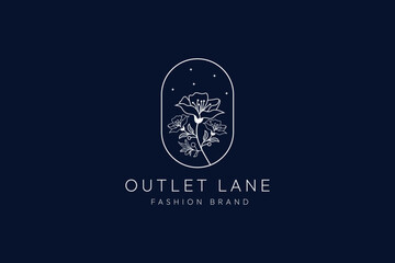 botanical floral beautiful line logo design template