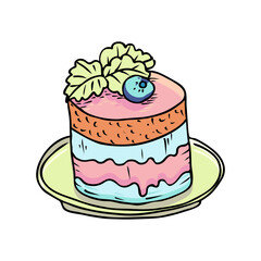 Hand drawn vector illustration, cakes and pastries, sketch in doodle style.