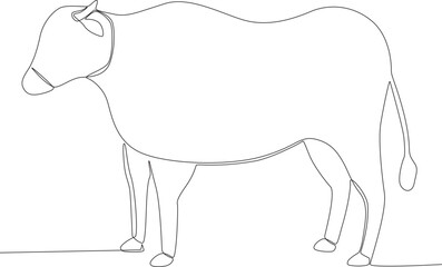 Side view of a cow for sacrifice. Eid al-Adha one-line drawing