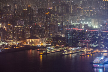 Fototapeta na wymiar Hong Kong skyline at night view from Victoria Peak