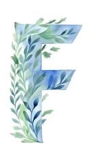 
the letter F decorated in pastel blue, generated Ai