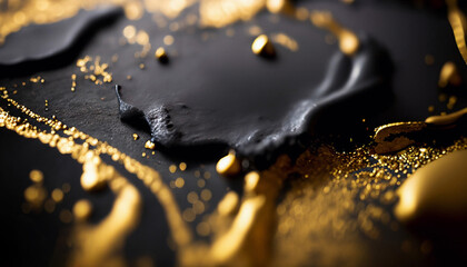 Macro landscapre, Black and gold, Abstract background