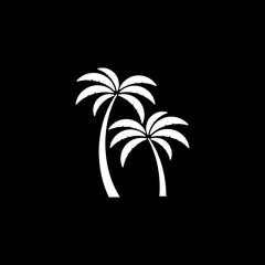 Palm Tree Icon, Beach, Summer icon isolated on black background 