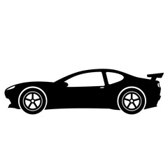 Obraz na płótnie Canvas Sport car icon vector. Vector illustration of sport car. Vehicle icon of fast car for design regarding transportation, race, automotive and automobile. Silhouette of transportation