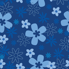Seamless pattern. floral on blue background, vector illustration