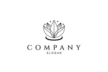 Blossoming lotus flower logo in linear design style concept