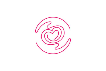 love hand care line art style logo