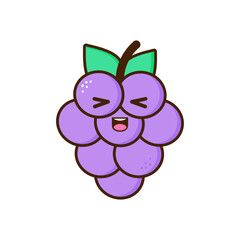 Kawaii fruits with cute face on a white background. Perfect for a dessert menu.