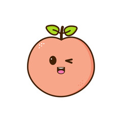 Kawaii fruits with cute face on a white background. Perfect for a dessert menu.