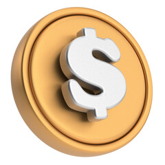 Dollar sign. 3D coin. 3D illustration.