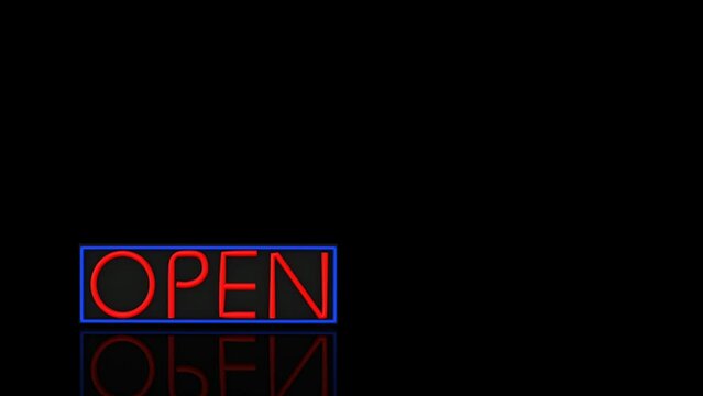 Open Neon Sign turns on itself animation