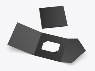 Cardholder And Plastic Card Mockup Blank Template, 3d render illustration.