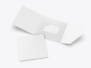 Cardholder And Plastic Card Mockup Blank Template, 3d render illustration.