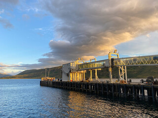 Ullapool ferry terminal in sunny day, Scotland