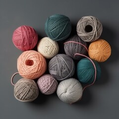 multicolored threads for knitting, balls