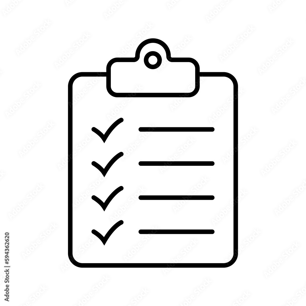 Aufkleber clipboard and checklist icon. project management, questionnaire line icon. to do list vector icon fo