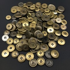 buttons, texture, a lot, multi-colored, golden, wooden, on a gray background