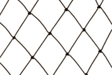 Football or tennis net. Rope mesh on a white background close-up