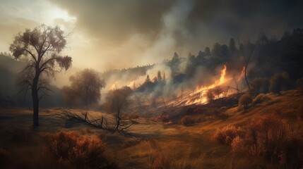 Forest fires, Wildfire. Generative AI
