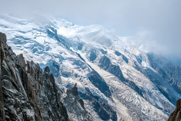 Fototapeta premium Spectacular mountain crags between glaciers in the alps.