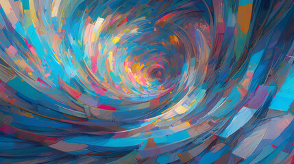 An explosive burst of swirling colors background. digital art illustration. generative AI
