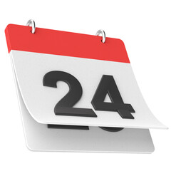 24th. Twenty-fourth day of month. Calendar. 3D illustration.