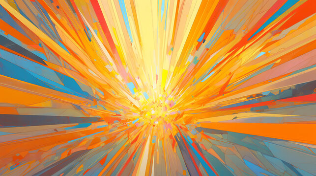 background of explosive burst of bright colors. digital art illustration. generative AI