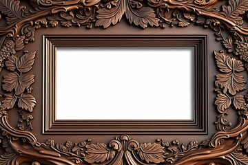 Ornate wooden frame featuring intricate leaf detailing, copy space