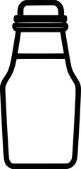 black individual milk bottle line icon, simple outline natural food flat design pictogram, infographic vector for app logo web button ui ux interface elements isolate on white background