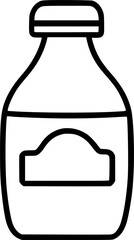 black individual milk bottle line icon, simple outline natural food flat design pictogram, infographic vector for app logo web button ui ux interface elements isolate on white background