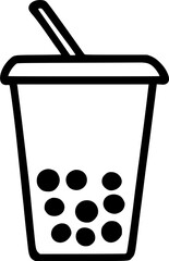 black individual bubble tea line icon, simple outline fresh sweet drink flat design pictogram, infographic vector for app logo web button ui ux interface elements isolate on white background