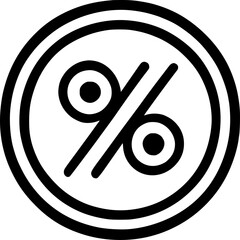 black individual round percentage line icon, simple discount mark flat design pictogram, infographic vector for app logo web website button ui ux interface elements isolate on white background