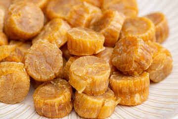 Stack of the dried scallop