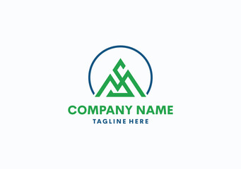 company logo template from triangle mountain with letter M S
