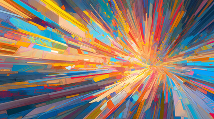 explosive burst of bright colors background. digital art illustration. generative AI