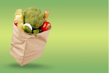 Fast shopping bag and fresh groceries, delivery concept
