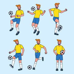 Fototapeta na wymiar Set of sportman with soccer (football) players