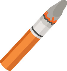 cigarette butt with ashes illustration in flat style icon