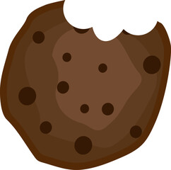 chocolate chip cookie bitten delicious flat style illustration