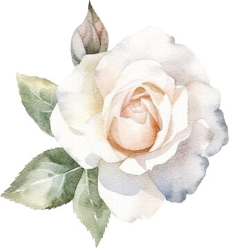 White rose flower illustration created with Generative AI technology