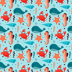 seamless pattern with sea life